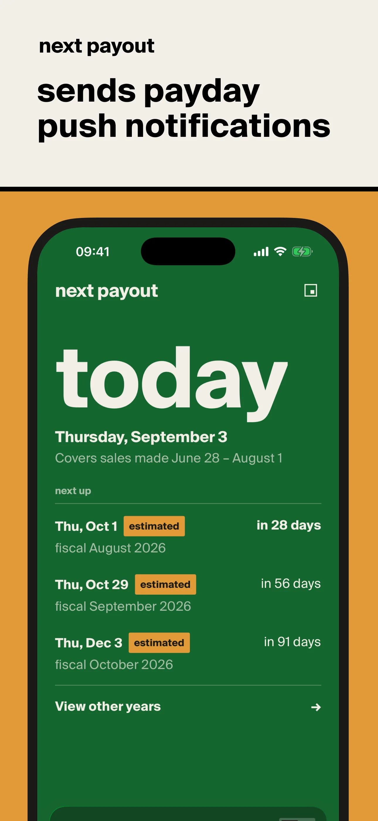 next payout — sends payday push notifications